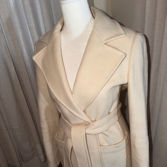 Cream Belted Max&Co Long Coat 100% Wool - Picture 5 of 5